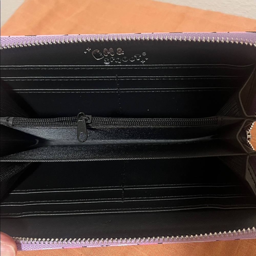 Em & Sprout Spooky Pink Coffin Ghost Bat Candle Long Zipper Wallet NEW - Picture 4 of 6